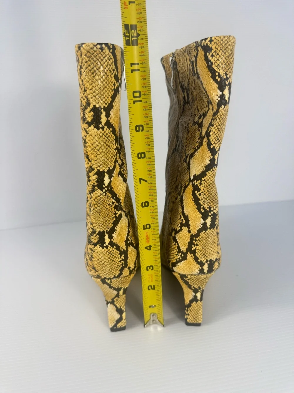 Azalea Wang VINCI Yellow Snake Print Mid-Calf Wedge Boots NIB - Picture 5 of 6